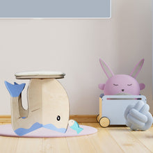 Lade das Bild in den Galerie-Viewer, Neo Wal Holztier Kinderhocker Kinderstuhl Sitztier Wal Kinderzimmer Das Stecktier