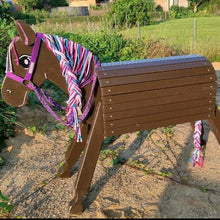 Lade das Bild in den Galerie-Viewer, Holzpferd dunkelbraun groß 100 cm Stockmaß