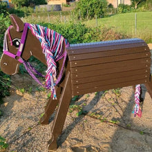 Lade das Bild in den Galerie-Viewer, Holzpferd dunkelbraun klein 80 cm Stockmaß