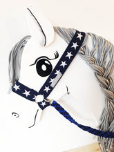 Lade das Bild in den Galerie-Viewer, Halfter Zügel Zaumzeug Holzpferd dunkelblau