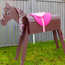 Lade das Bild in den Galerie-Viewer, NEU!!! Holzpferd rotbraun Fuchs mittel 90 cm Stockmaß