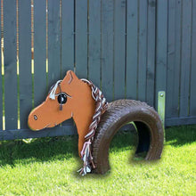 Lade das Bild in den Galerie-Viewer, Reifenpferd Holzpferd Minpferd