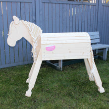 Lade das Bild in den Galerie-Viewer, Indoor Holzpferd natur groß 100 cm Stockmaß