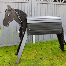 Lade das Bild in den Galerie-Viewer, Holzpferd schwarz groß 100 cm Stockmaß