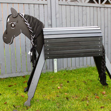 Lade das Bild in den Galerie-Viewer, Holzpferd schwarz mittel 90 cm Stockmaß