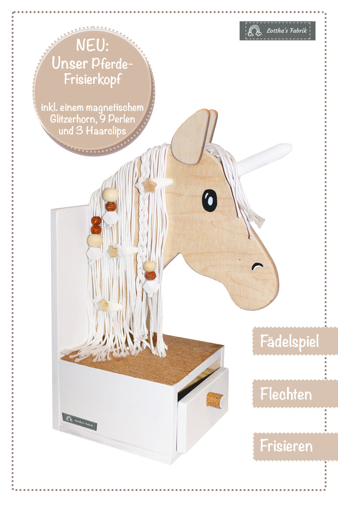 Pferde Frisierkopf Fädelspiel Flechten
